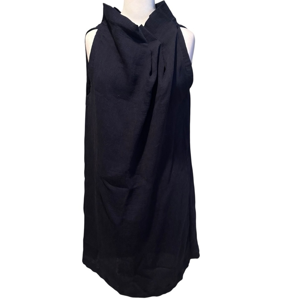 Porto Black Pleated Neck Loose Fit Dress Size 1 Small